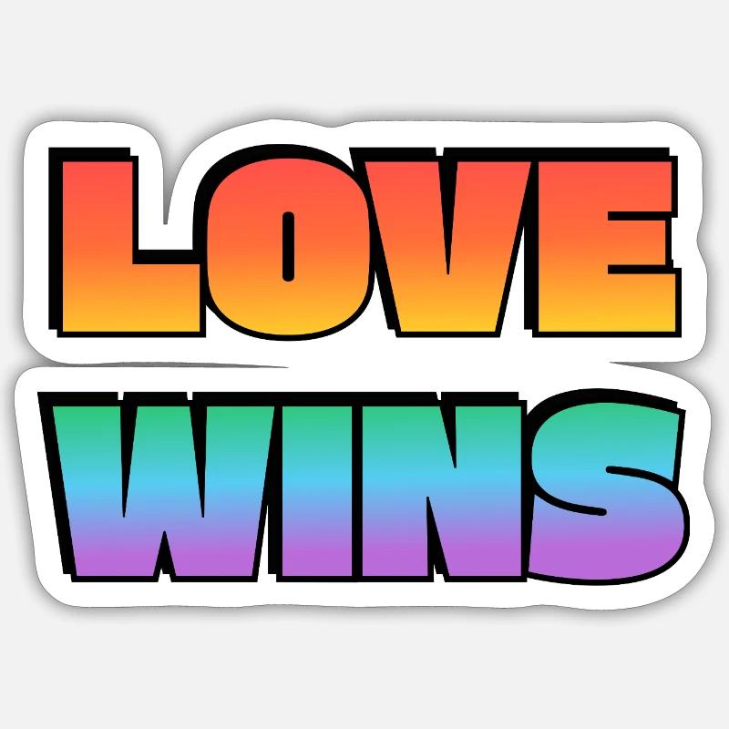 Love Wins Gradient Bold Text Sticker size S (10 x 10 cm)