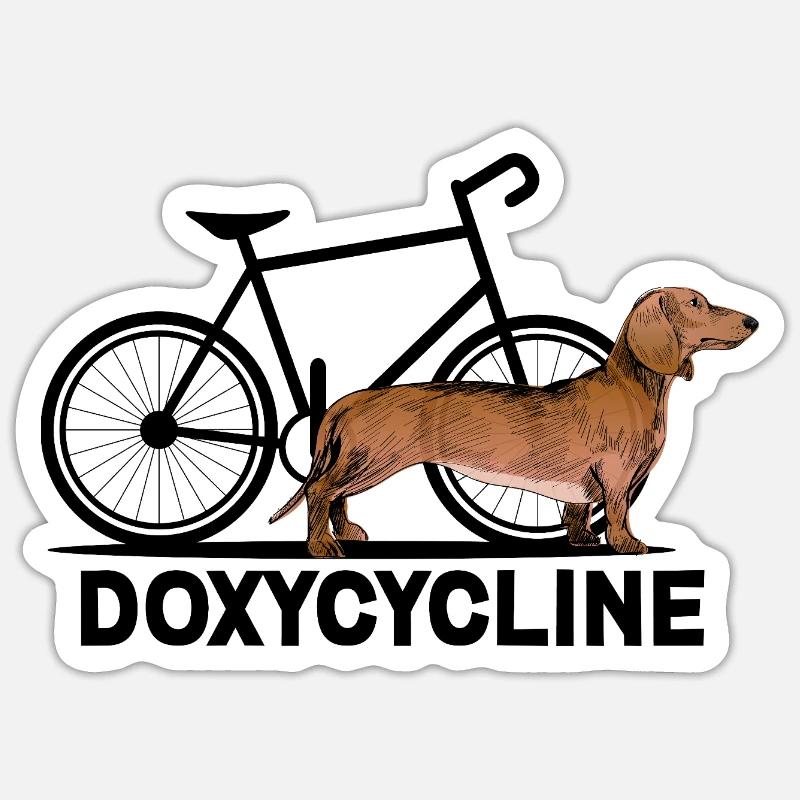 Doxycycline Grappige Dachshund Cyclus - Sticker size S (10 x 10 cm) - white matte