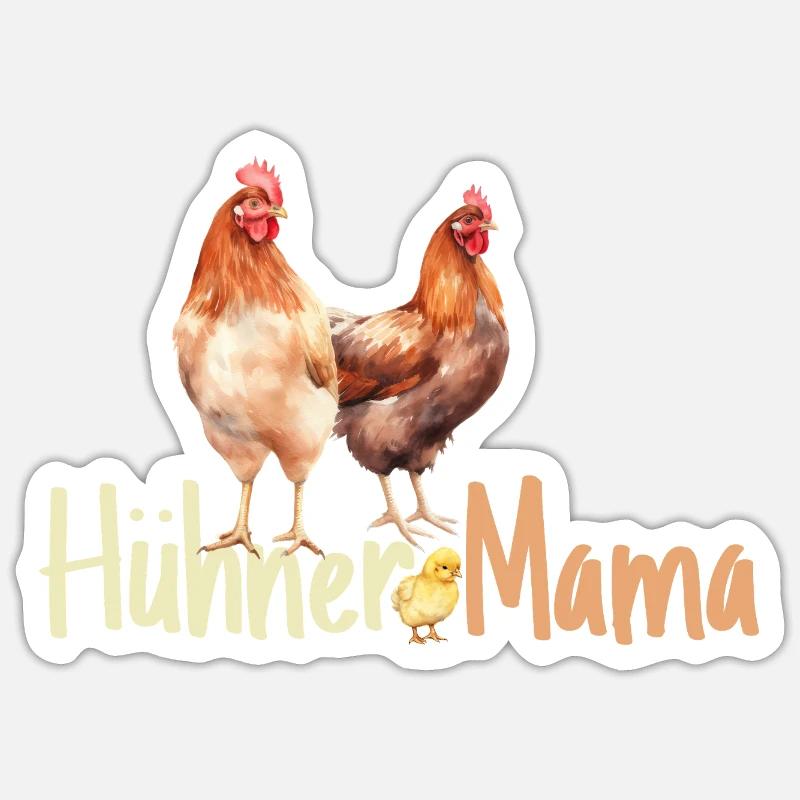 Hühner Mama Muttertag Mutterschaft Mama Elternteil Sticker Größe S (10 x 10 cm)