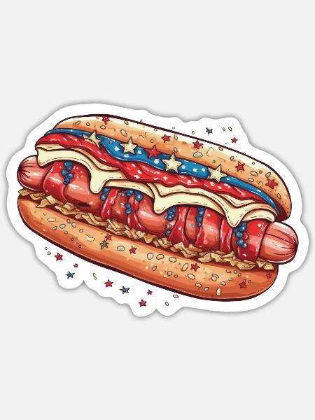 Kreativer dreifarbiger Hotdog - Sticker Größe S (10 x 10 cm) - Mattweiß