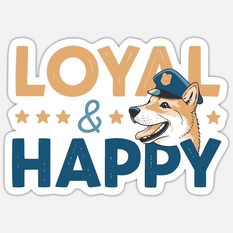 Loyale & Glückliche Grafik - Sticker Größe S (10 x 10 cm) - Mattweiß