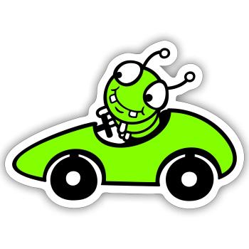 Caterpillar Worm Racing Car Racing Car Fast Driving Sports - Sticker size S (10 x 10 cm) - white matte - Front