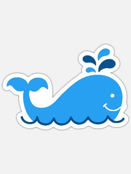 Nautic Design Blauwal Splash Karikatur - Sticker Größe S (10 x 10 cm) - Mattweiß