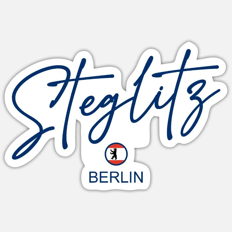 Steglitz - Berlin Flag - Berlin Bear - Sticker size S (10 x 10 cm) - white matte