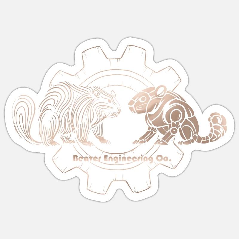Timberborn – Beaver Engineering Co. - Sticker taille S (10 x 10 cm) - blanc mat