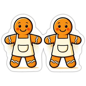 Gingerbread men with apron - Sticker size S (10 x 10 cm) - white matte - Front