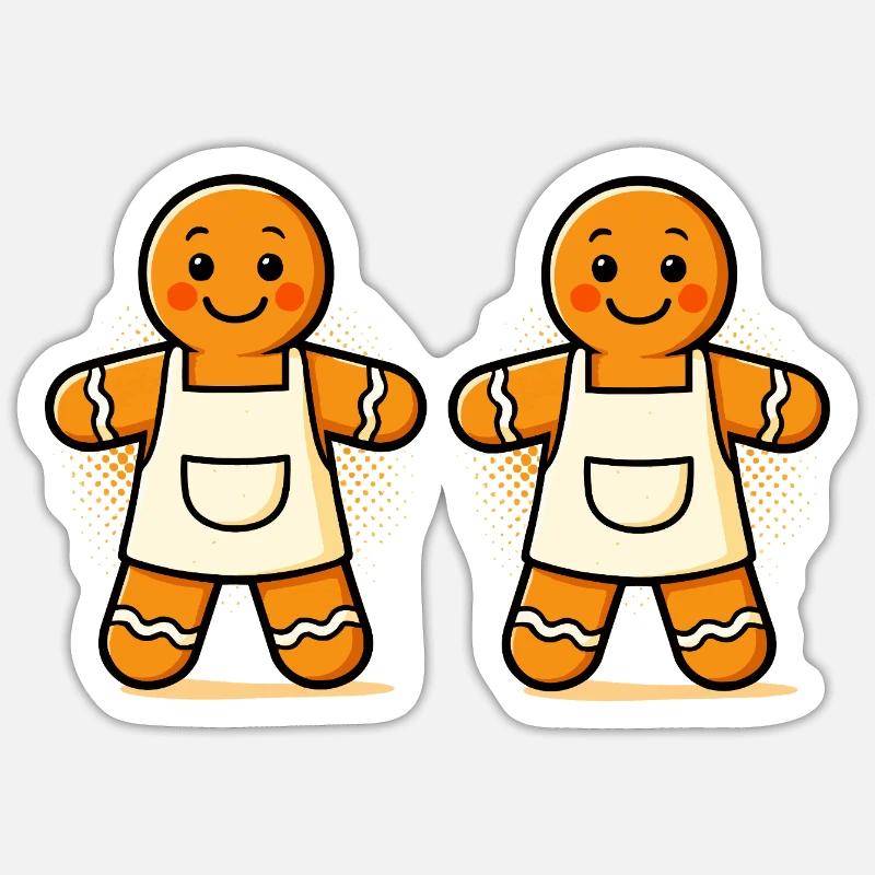 Gingerbread men with apron - Sticker size S (10 x 10 cm) - white matte