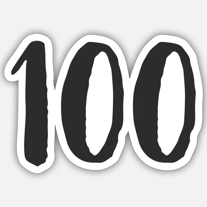 100 dessinés à la main - Sticker taille S (10 x 10 cm) - blanc mat