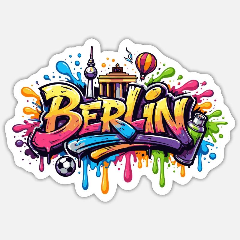 Berlin Graffiti Schriftzug mit Farbeffekten - Sticker Größe S (10 x 10 cm) - Mattweiß