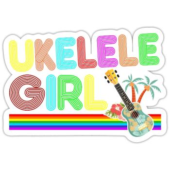 Hawaiian Ukulele Uke Retro 70s - Sticker Größe S (10 x 10 cm) - Mattweiß - Vorne