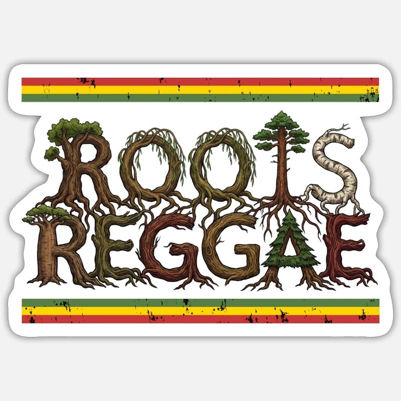 Roots Reggae Forest - Sticker Größe S (10 x 10 cm) - Mattweiß