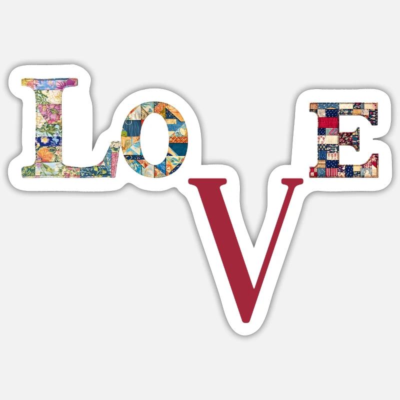 Love Patchwork Typography Sticker size S (10 x 10 cm)