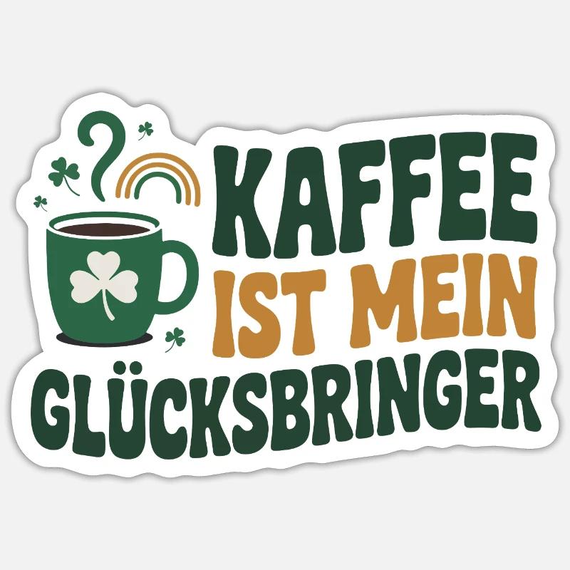 Kaffee ist mein Glücksbringer - Sticker Größe S (10 x 10 cm) - Mattweiß