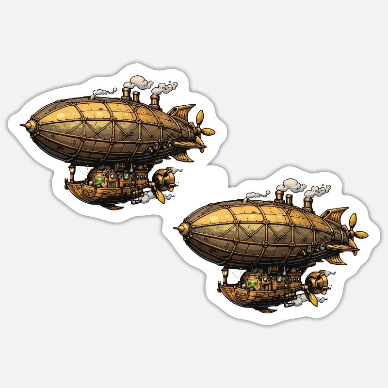 Steampunk Luftschiffe Zeppelin Sticker Größe S (10 x 10 cm)
