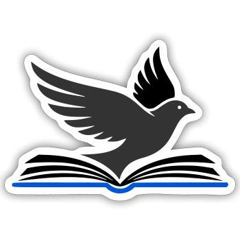 Vogel fliegt aus Buch - Sticker Größe S (10 x 10 cm) - Mattweiß - Vorne