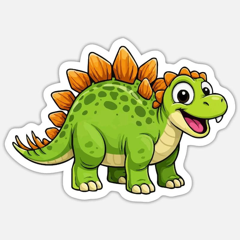 Fröhlicher Dino Stegosaurus - Sticker Größe S (10 x 10 cm) - Mattweiß