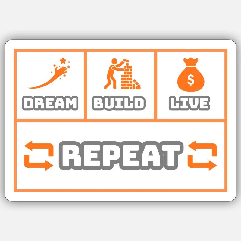 Dream Build Live Repeat - Sticker Größe S (10 x 10 cm) - Mattweiß