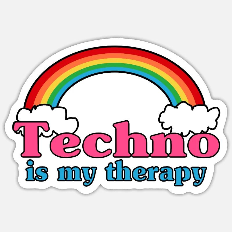 Techno Regenbogen - Sticker Größe S (10 x 10 cm) - Mattweiß