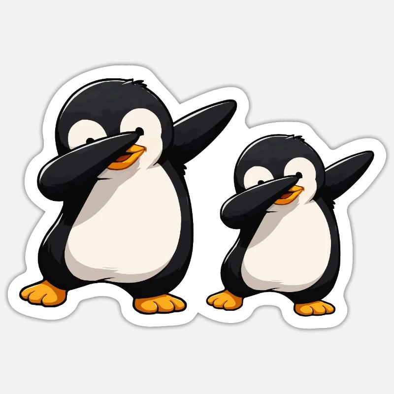 Penguin Dab Duo - Sticker taille S (10 x 10 cm) - blanc mat