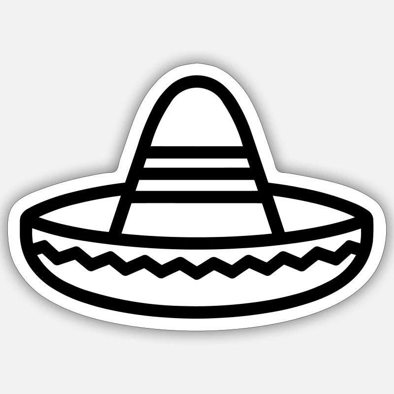chapeau mexicain - Sticker taille S (10 x 10 cm) - blanc mat