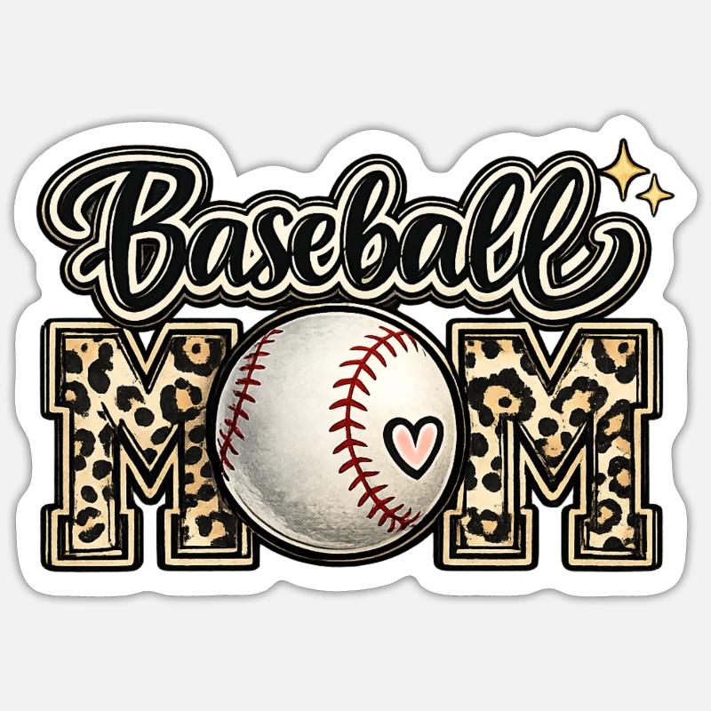 Baseball-Mama-Leopard-Hemd-Geschenk zum Muttertag Sticker Größe S (10 x 10 cm)