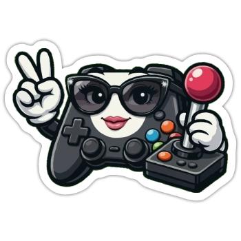 Kawaii-Spielcontroller-Friedenszeichen - Sticker Größe S (10 x 10 cm) - Mattweiß - Vorne