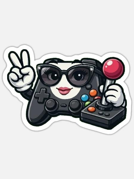 Kawaii-Spielcontroller-Friedenszeichen - Sticker Größe S (10 x 10 cm) - Mattweiß