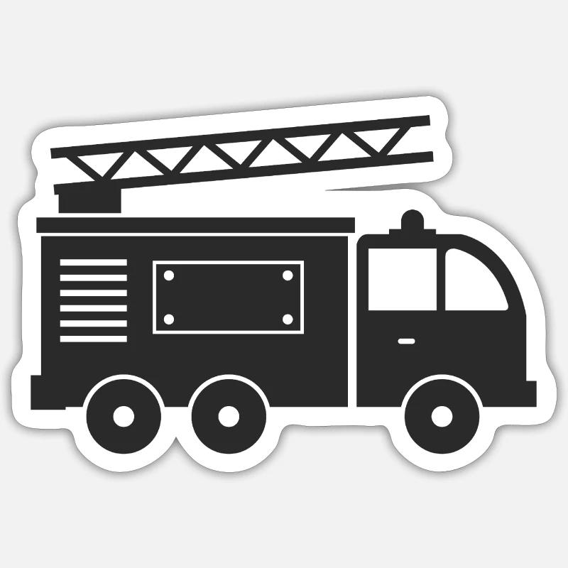 Camion de pompiers - Sticker taille S (10 x 10 cm) - blanc mat