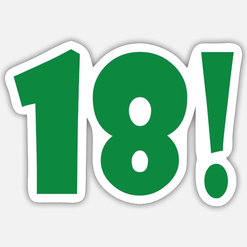 Vert 18 ! Impression exclusive - Sticker taille S (10 x 10 cm) - blanc mat