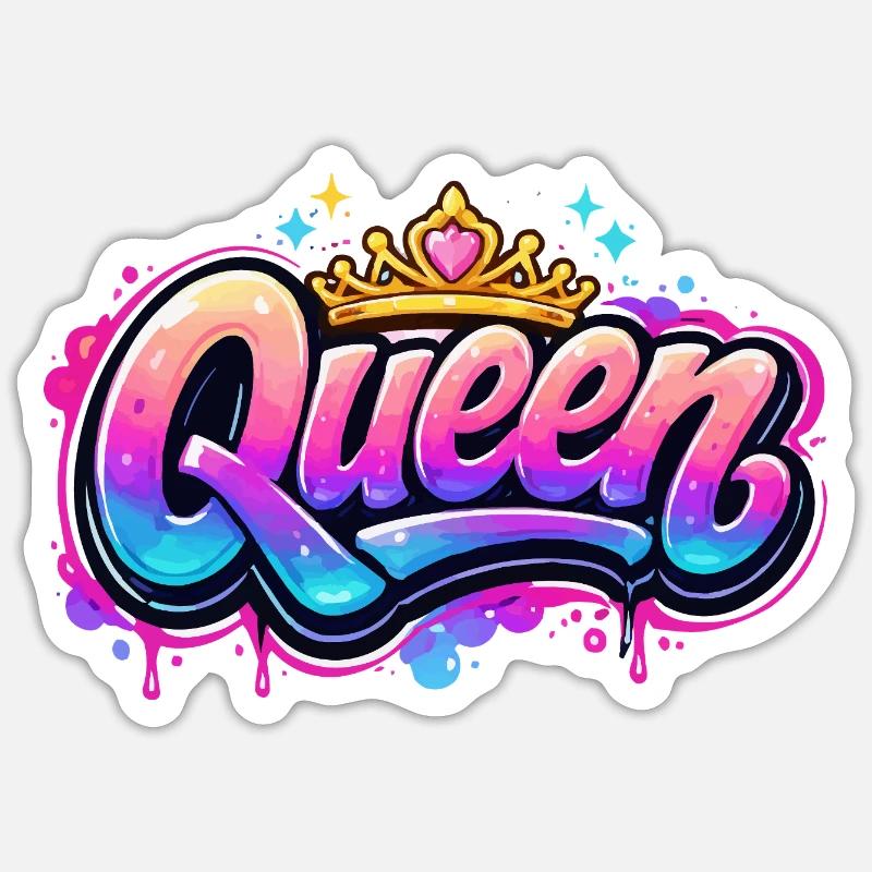 Queen Graffiti Kronen-Design - Sticker Größe S (10 x 10 cm) - Mattweiß