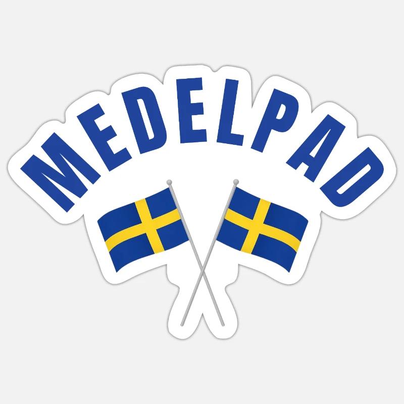 Medelpad Swedish Flags - Sticker size S (10 x 10 cm) - white matte