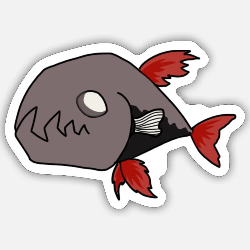 Poisson Noir - Sticker taille S (10 x 10 cm) - blanc mat