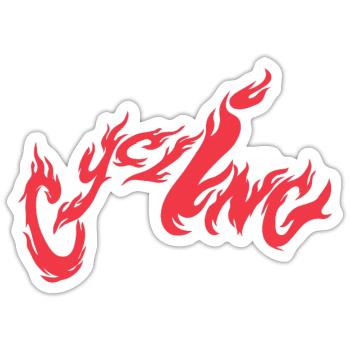 Lettrage des flammes cyclantes - Sticker taille S (10 x 10 cm) - blanc mat - Devant
