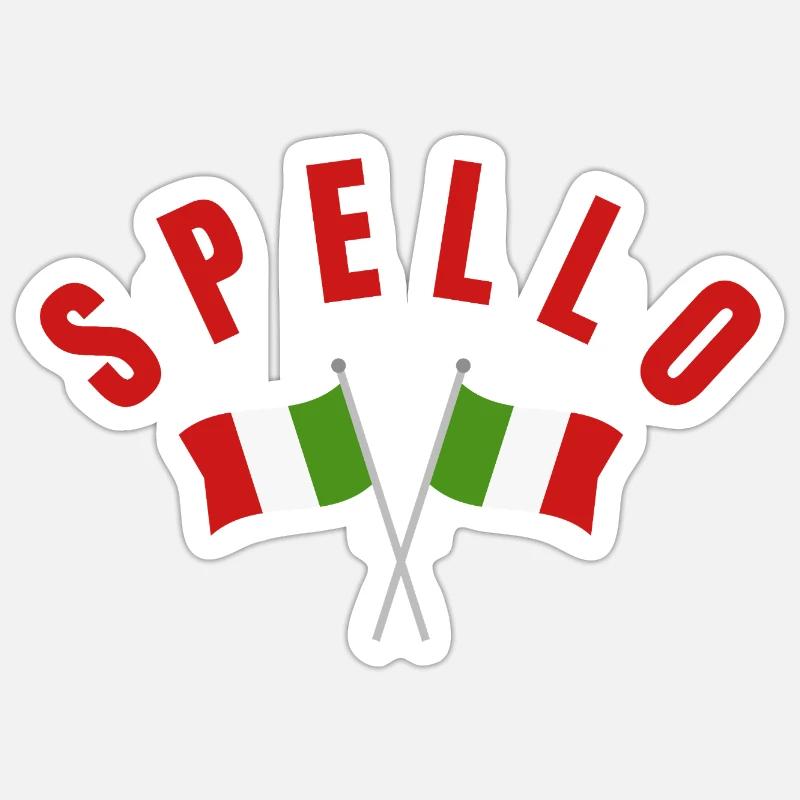Drapeaux italiens de Spello - Sticker taille S (10 x 10 cm) - blanc mat