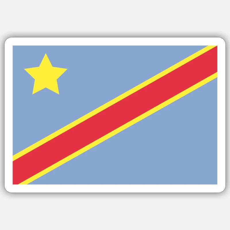 Drapeau du Congo - Sticker taille S (10 x 10 cm) - blanc mat