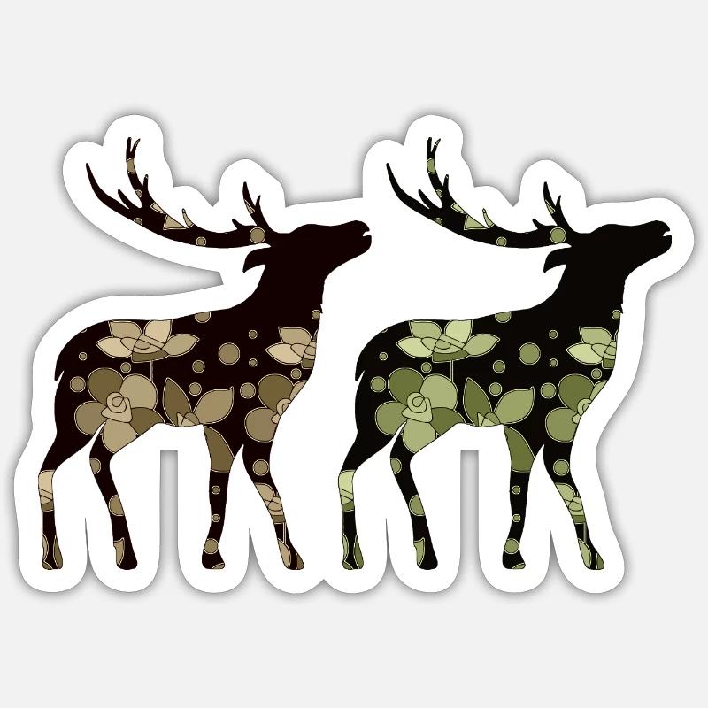 Cerf - Sticker taille S (10 x 10 cm) - blanc mat