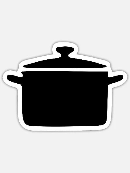 Kochtopf Topf kochen Symbol shwarz Geschenk Koch - Sticker Größe S (10 x 10 cm) - Mattweiß