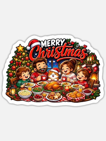 Merry Christmas - Sticker Größe S (10 x 10 cm) - Mattweiß