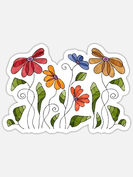 Blumen - Sticker Größe S (10 x 10 cm) - Mattweiß