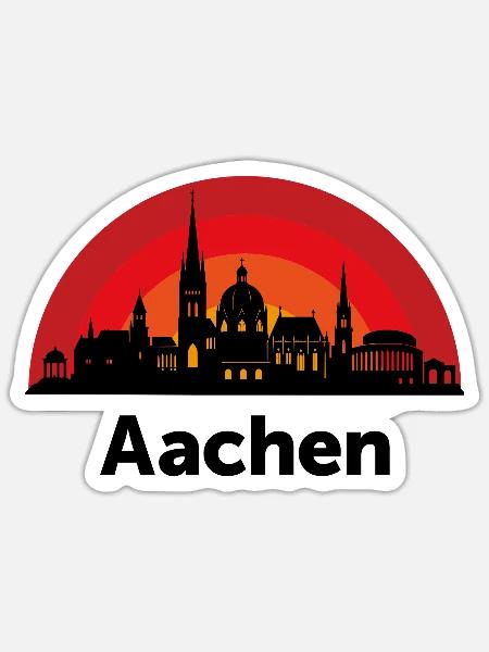 Aachen Skyline Kreise - Sticker Größe S (10 x 10 cm) - Mattweiß