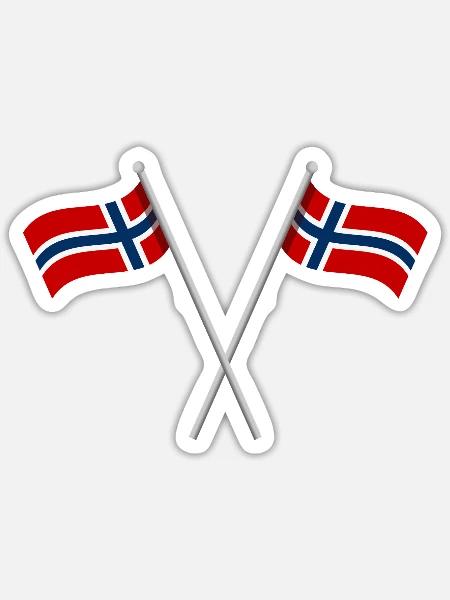 Norwegische Flagge - Sticker Größe S (10 x 10 cm) - Mattweiß