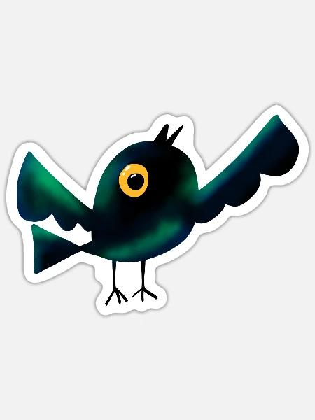 Nachtvogel im Wald - Sticker Größe S (10 x 10 cm) - Mattweiß