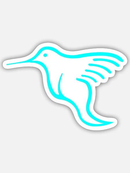 Neon Kolibri Linienkunst - Sticker Größe S (10 x 10 cm) - Mattweiß