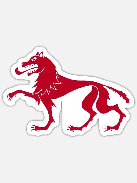 Mittelalterlicher Roter Wolf - Sticker Größe S (10 x 10 cm) - Mattweiß