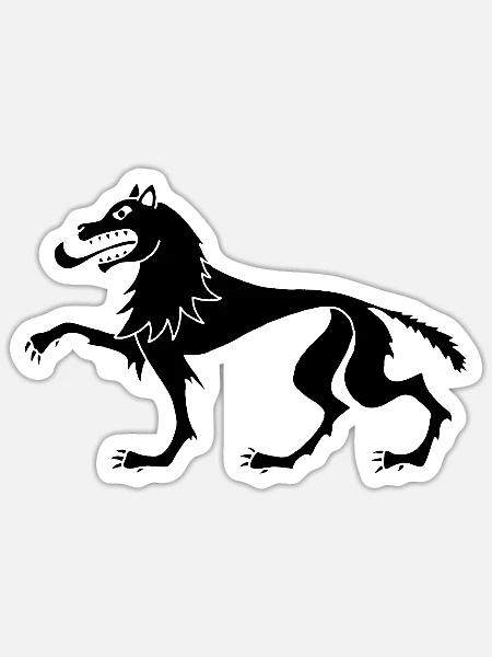 Mittelalterlicher Schwarzer Wolf - Sticker Größe S (10 x 10 cm) - Mattweiß