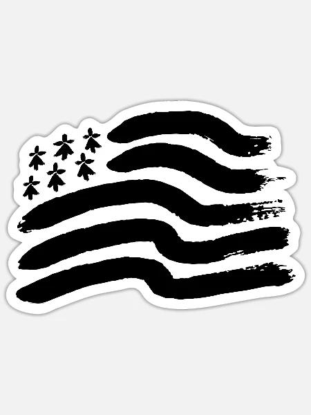 Bretonische Flagge Gwen-ha-Du - Sticker Größe S (10 x 10 cm) - Mattweiß