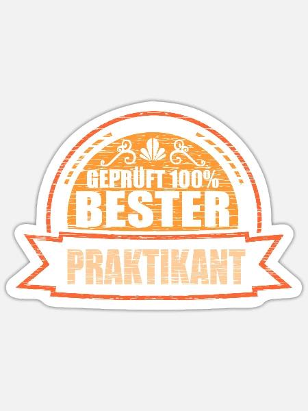 Geprüft 100% Bester Praktikant - Sticker Größe S (10 x 10 cm) - Mattweiß