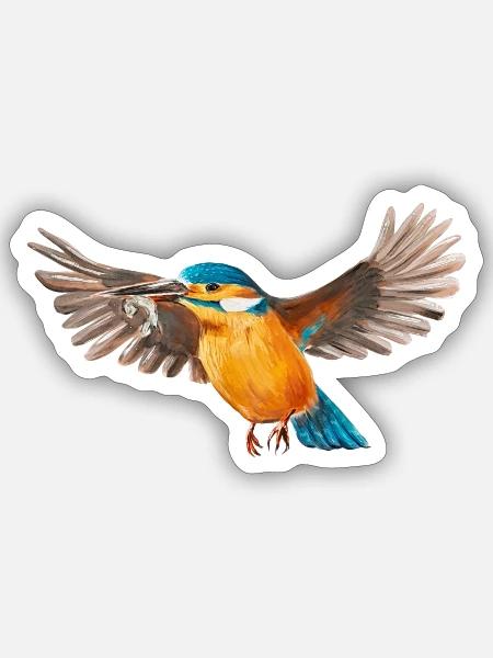 Eisvogel im Flug - Sticker Größe S (10 x 10 cm) - Mattweiß