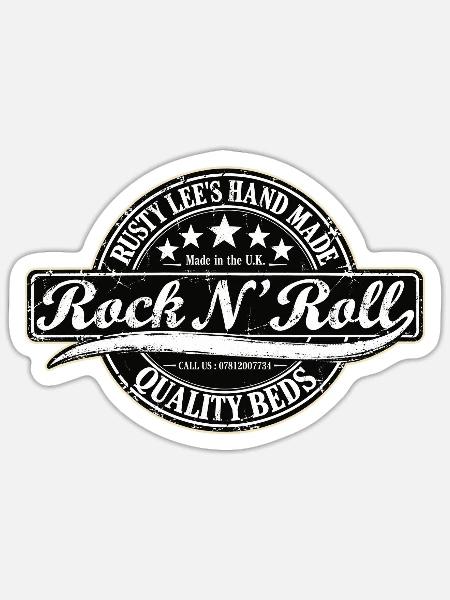 RUSTY LEES HANDGEMACHT | Rock 'n' Roll - Sticker Größe S (10 x 10 cm) - Mattweiß