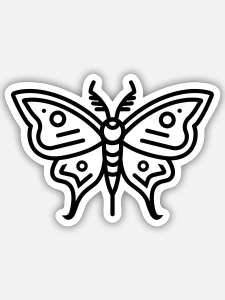 Moon Butterfly - Sticker Größe S (10 x 10 cm) - Mattweiß